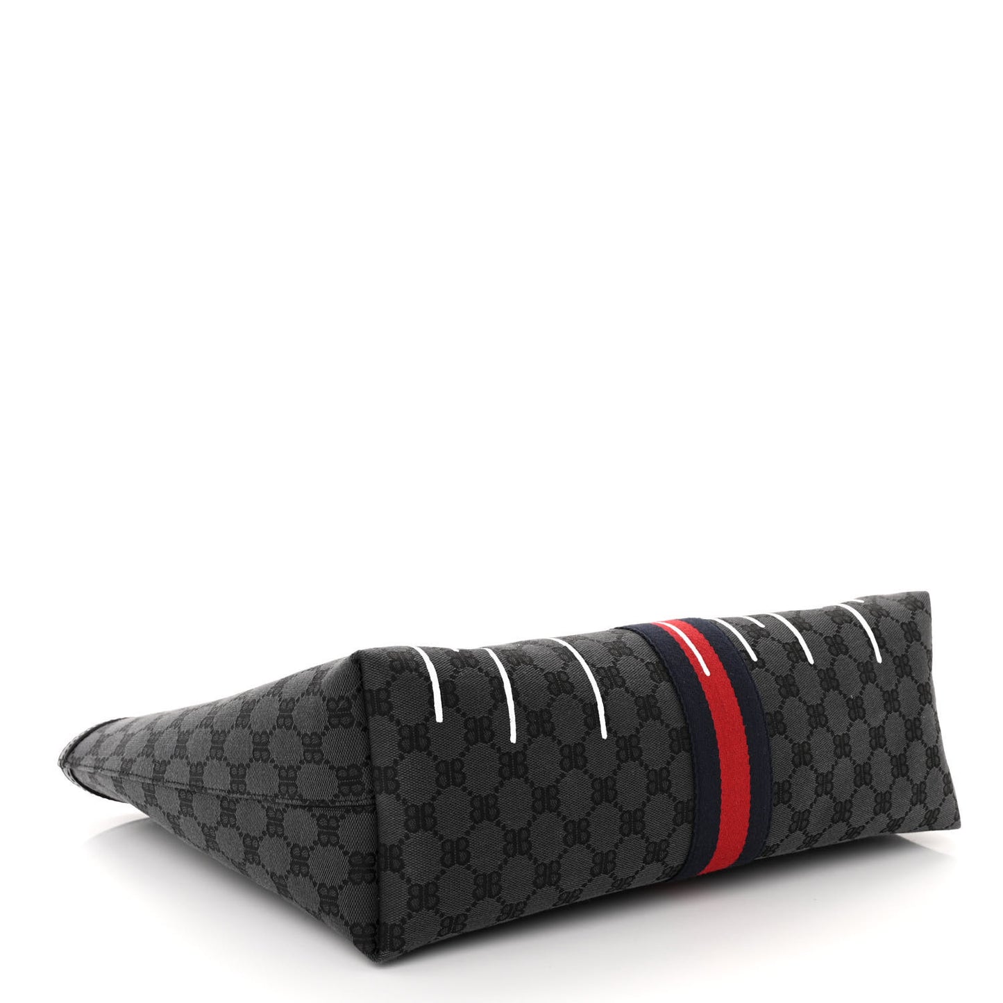 X BALENCIAGA BB Monogram Web Graffiti Medium Ophidia Shopping Tote Black