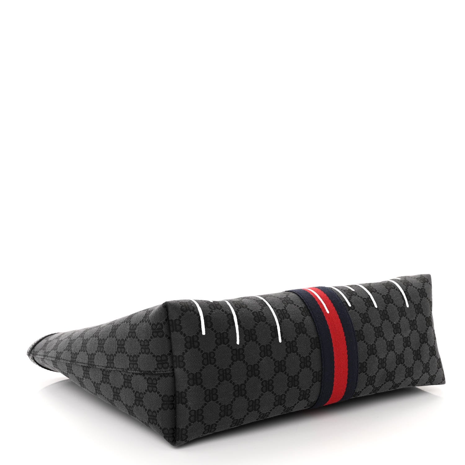Gucci X BALENCIAGA BB Monogram Web Graffiti Medium Ophidia Shopping Tote Black 4 of 9
