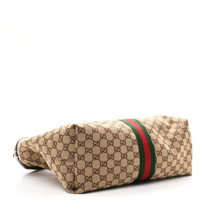 Gucci GG Monogram Web Large Giglio Tote Beige Brown 5 of 11