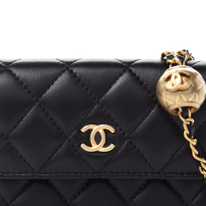 Chanel Lambskin Quilted Pearl Crush Clutch With Chain Black 11 of 12