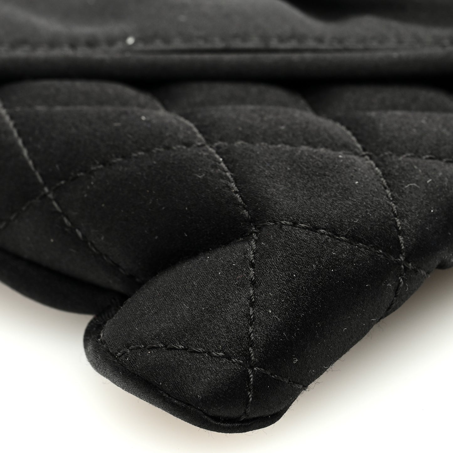 Satin Quilted Flap Clutch Clutch Black