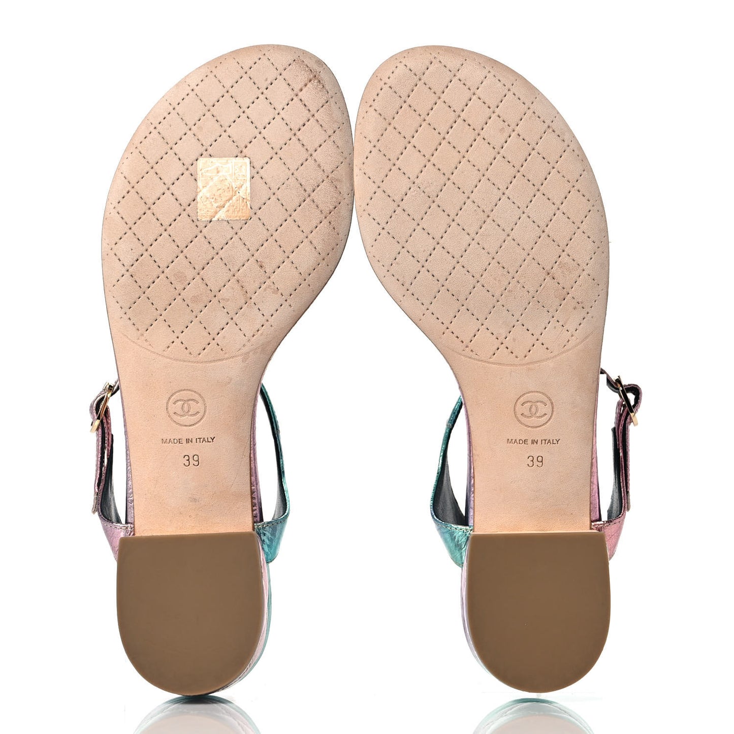 Goatskin Fantasy CC Pearl Thong Sandals 39 Multicolor