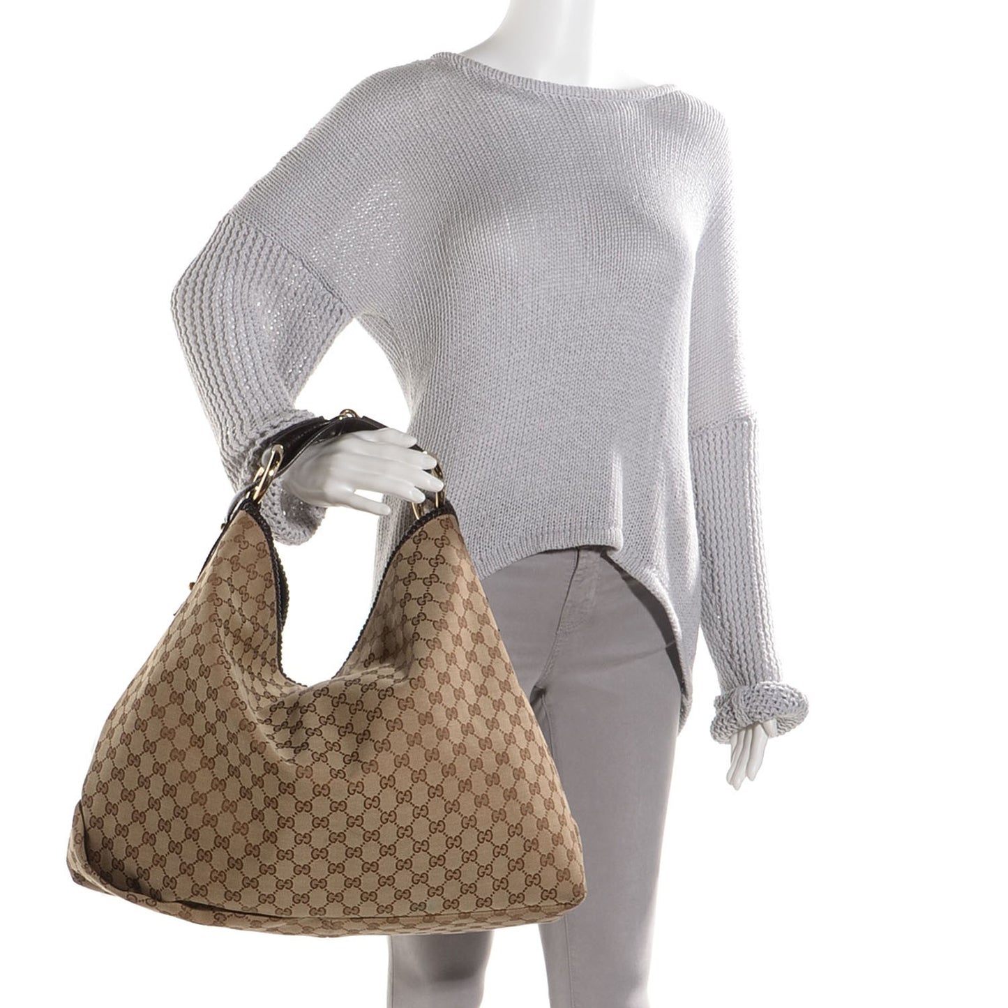 Monogram Large Horsebit Chain Hobo Dark Brown