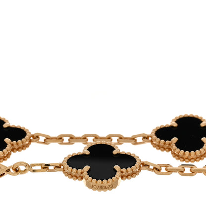 Van Cleef & Arpels 18K Yellow Gold Black Onyx 5 Motifs Vintage Alhambra Bracelet 4 of 5