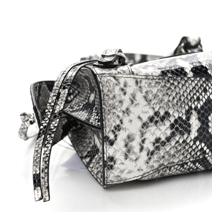Balenciaga Grained Calfskin Snake Effect Neo Classic Silver Hardware Mini City Black White 8 of 9