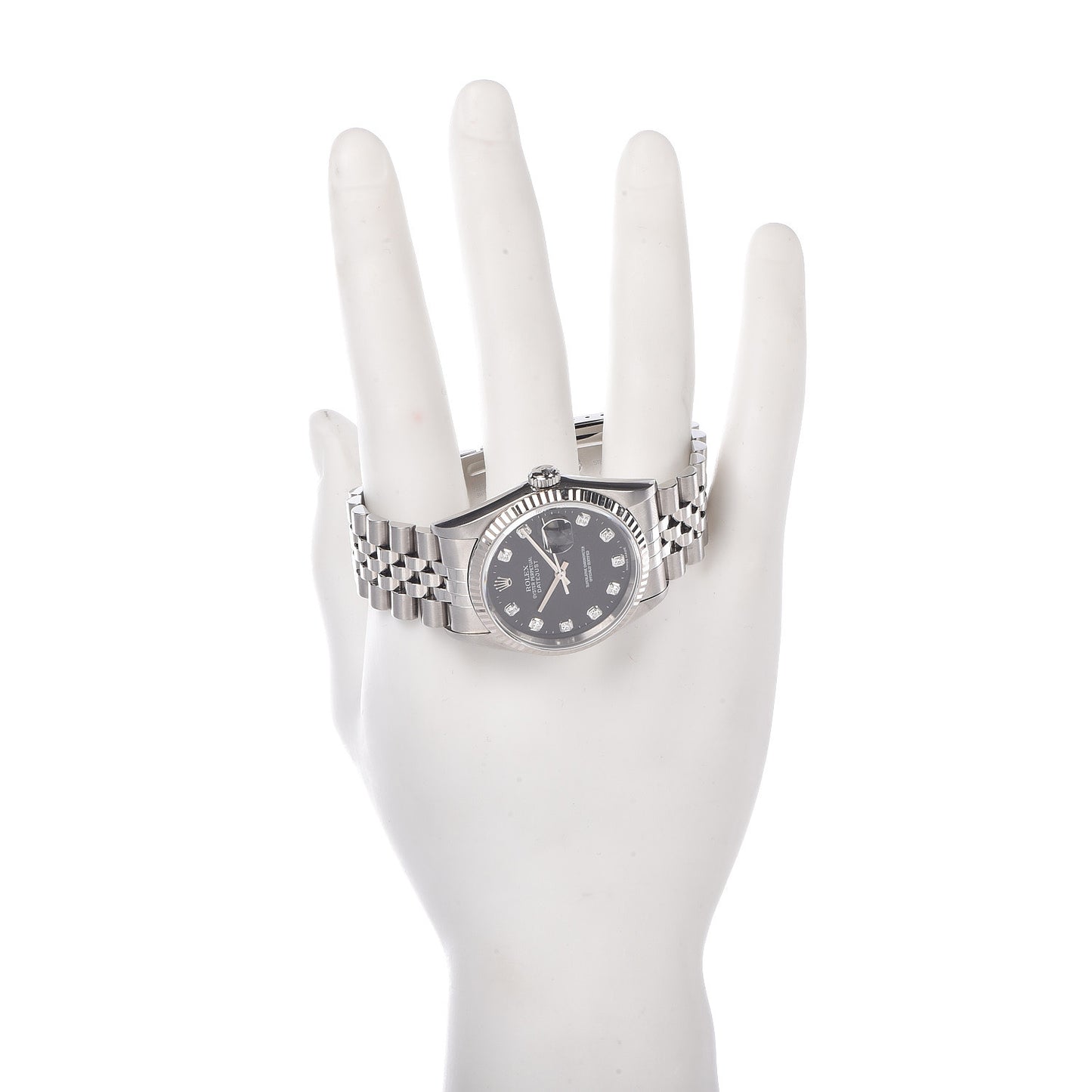 Stainless Steel 18K White Gold Diamond 36mm Oyster Perpetual Datejust Watch Black 16234