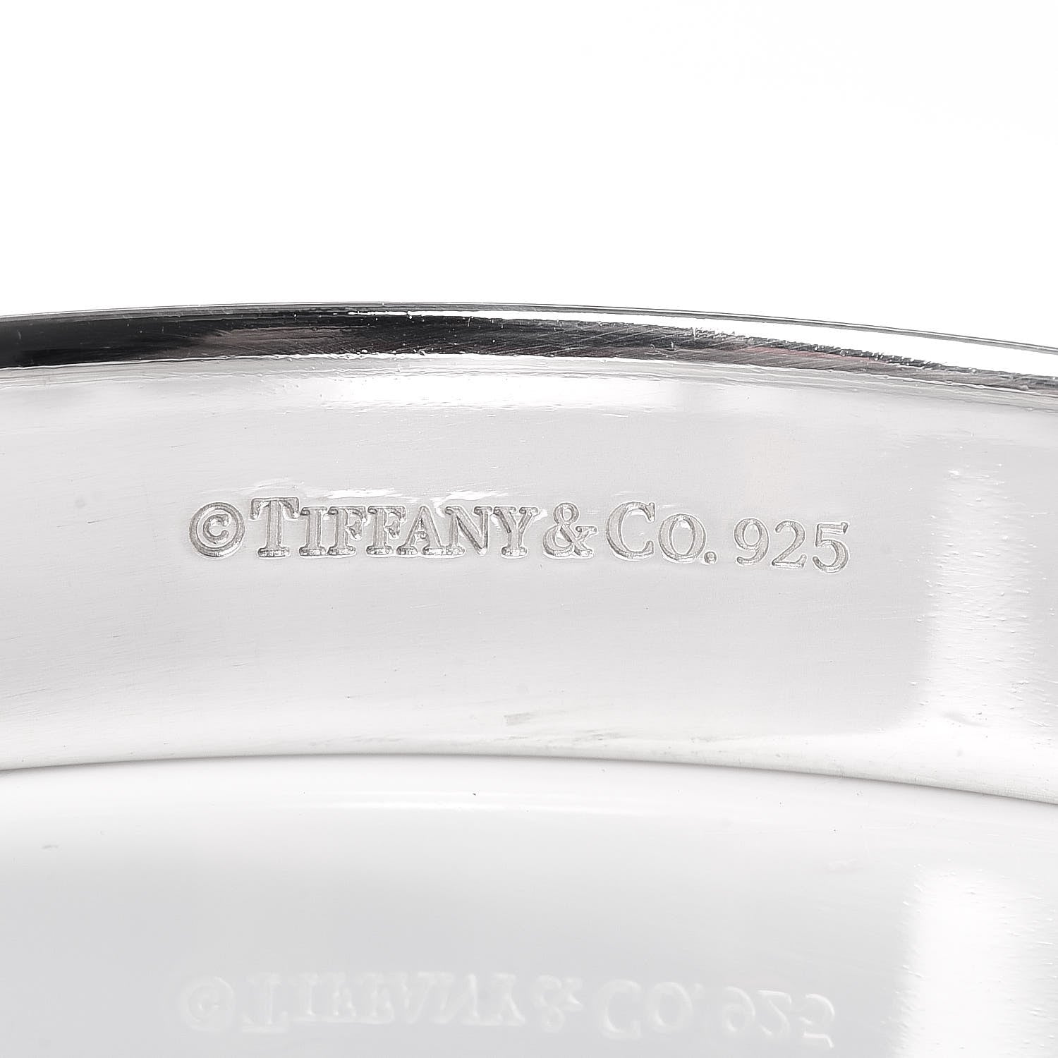 Tiffany Sterling Silver Diamond Narrow Locks Bangle Bracelet 4 of 4