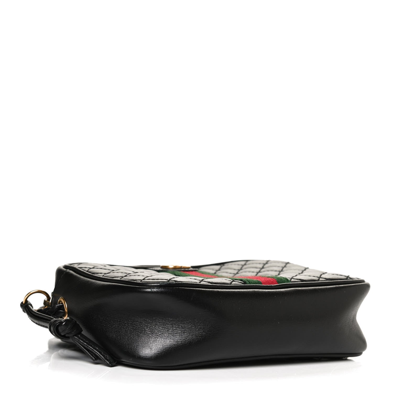 Gucci Calfskin Trapuntata Web Mini GG Shoulder Bag Black 4 of 12