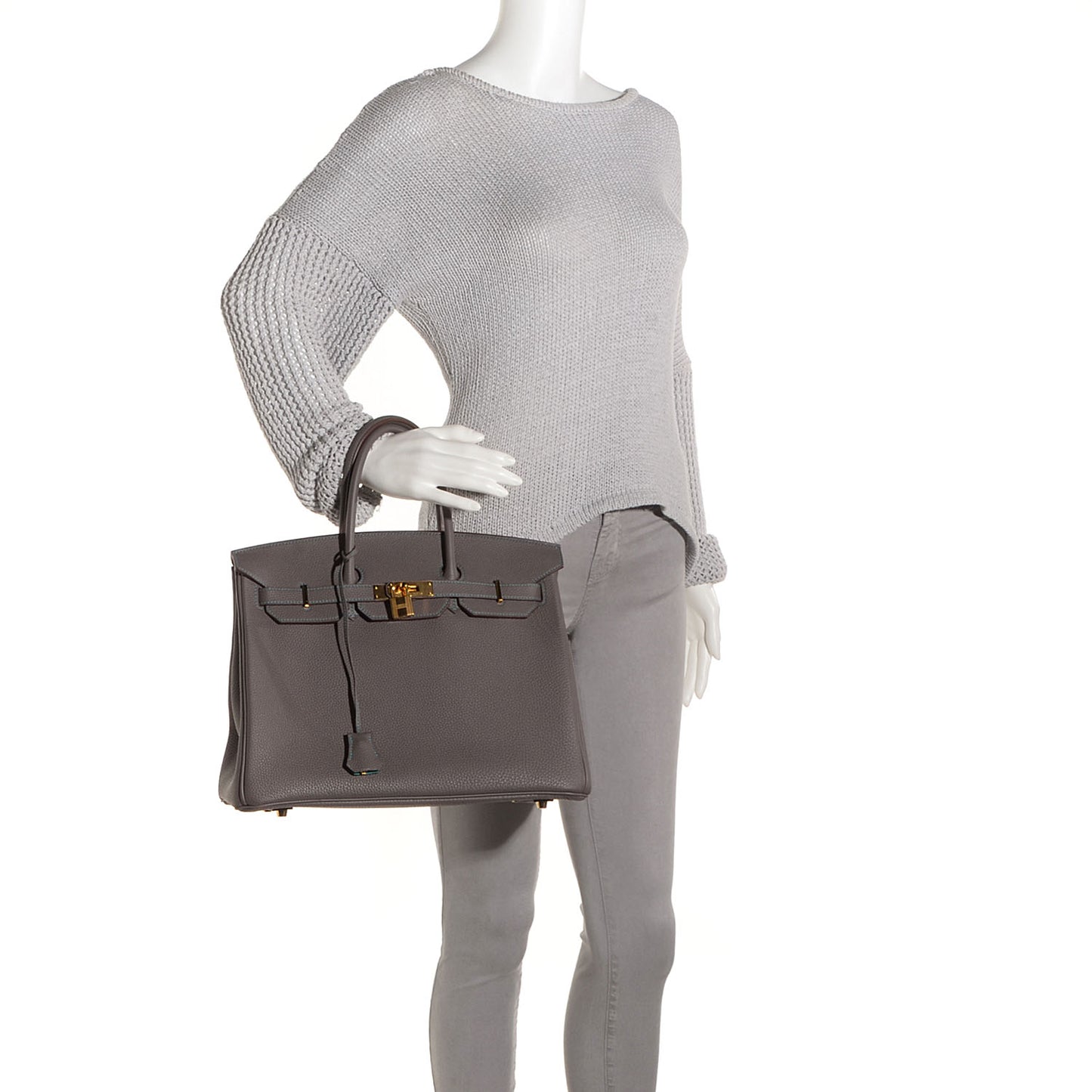 Togo Horseshoe Birkin 35 Etain Bleu Paon