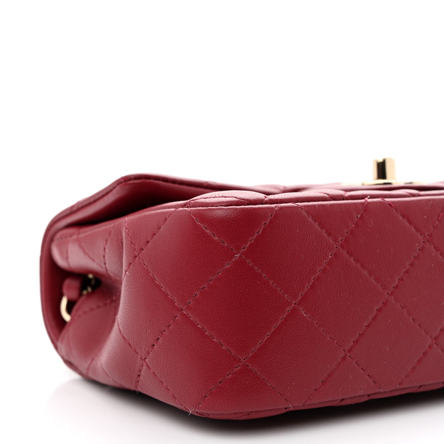 Lambskin Quilted Mini Rectangular Flap Burgundy