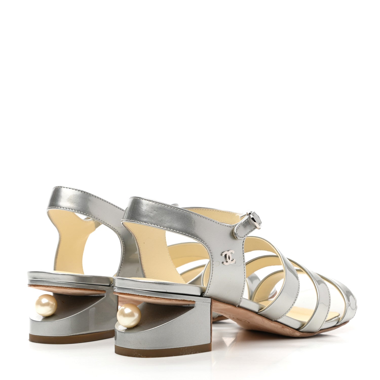Chanel Metallic Patent Calfskin Sandals 39.5 Silver 4 of 13