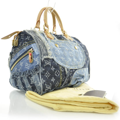 Louis Vuitton Denim Patchwork Speedy 30 Blue 3 of 8