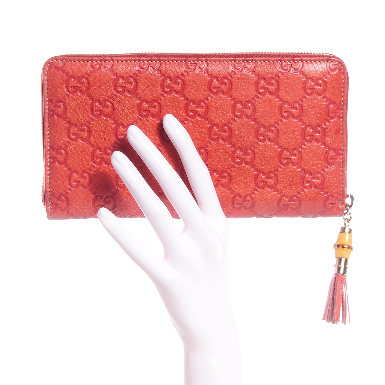 Gucci Guccissima Zip Around Wallet Dark Orange 2 of 9
