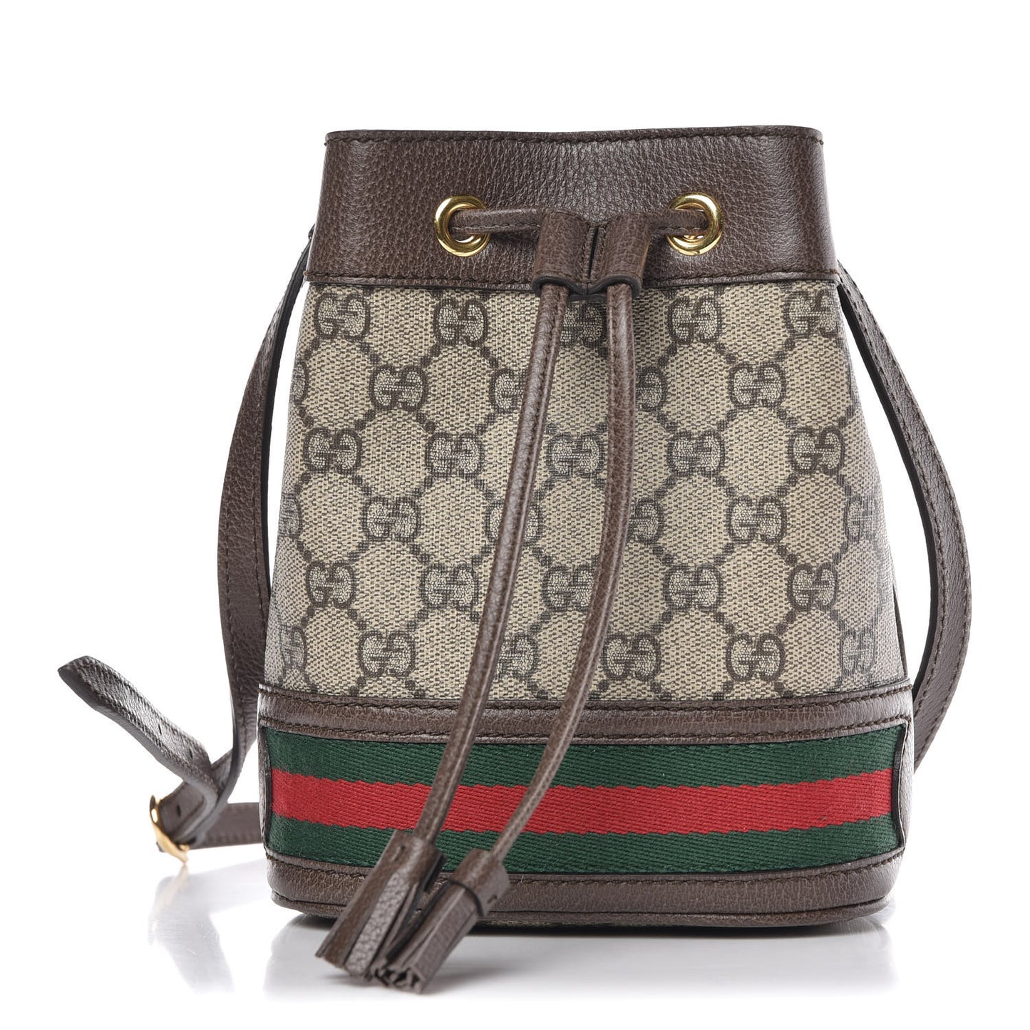 GG Supreme Monogram Web Mini Ophidia Bucket Bag Brown