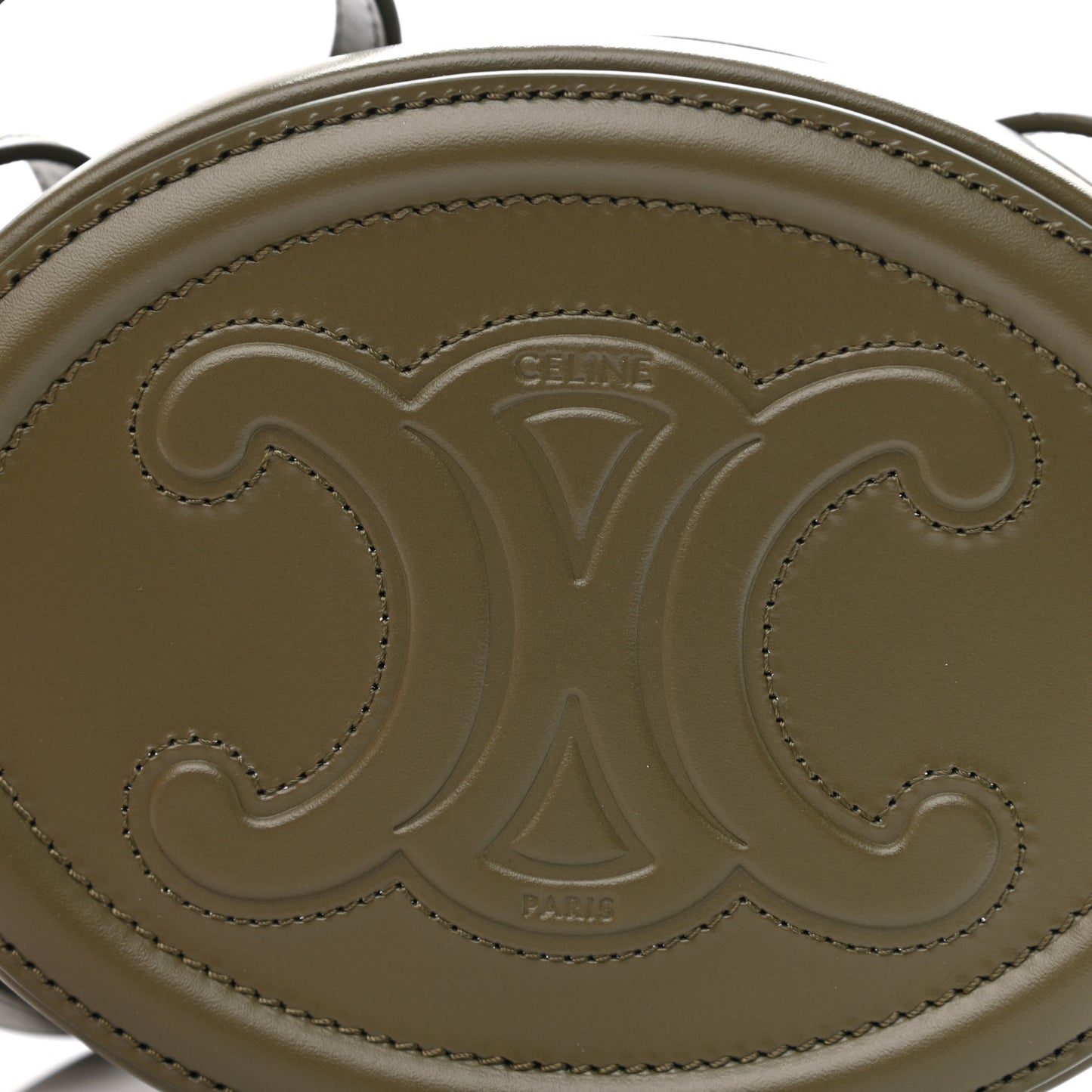 Smooth Calfskin Cuir Small Triomphe Oval Purse Crossbody Dark Olive