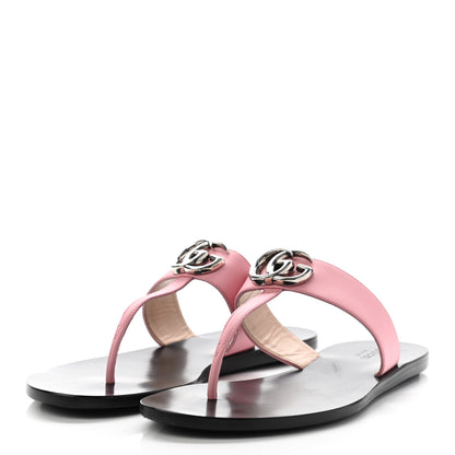 Gucci Calfskin GG Marmont Thong Sandals 37.5 Wild Rose 3 of 10