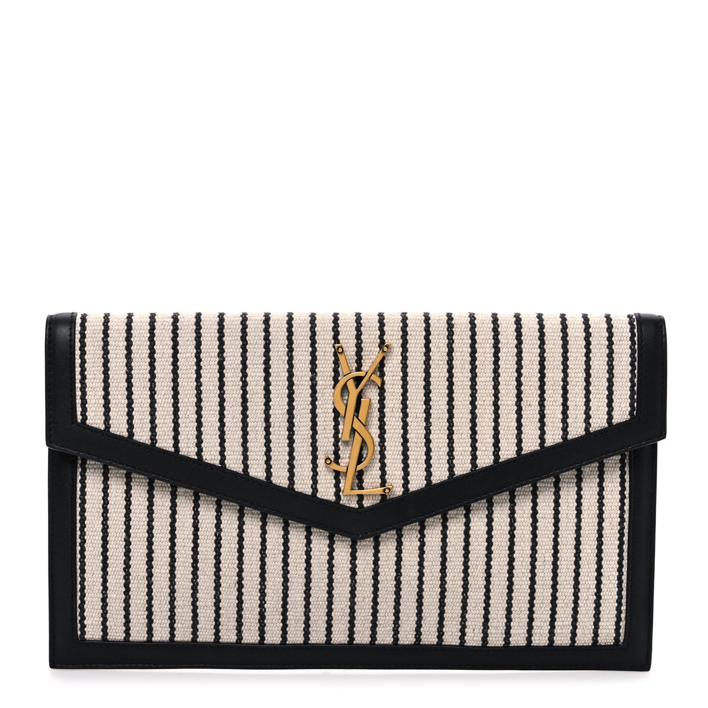Canvas Striped Uptown Pouch Beige Black