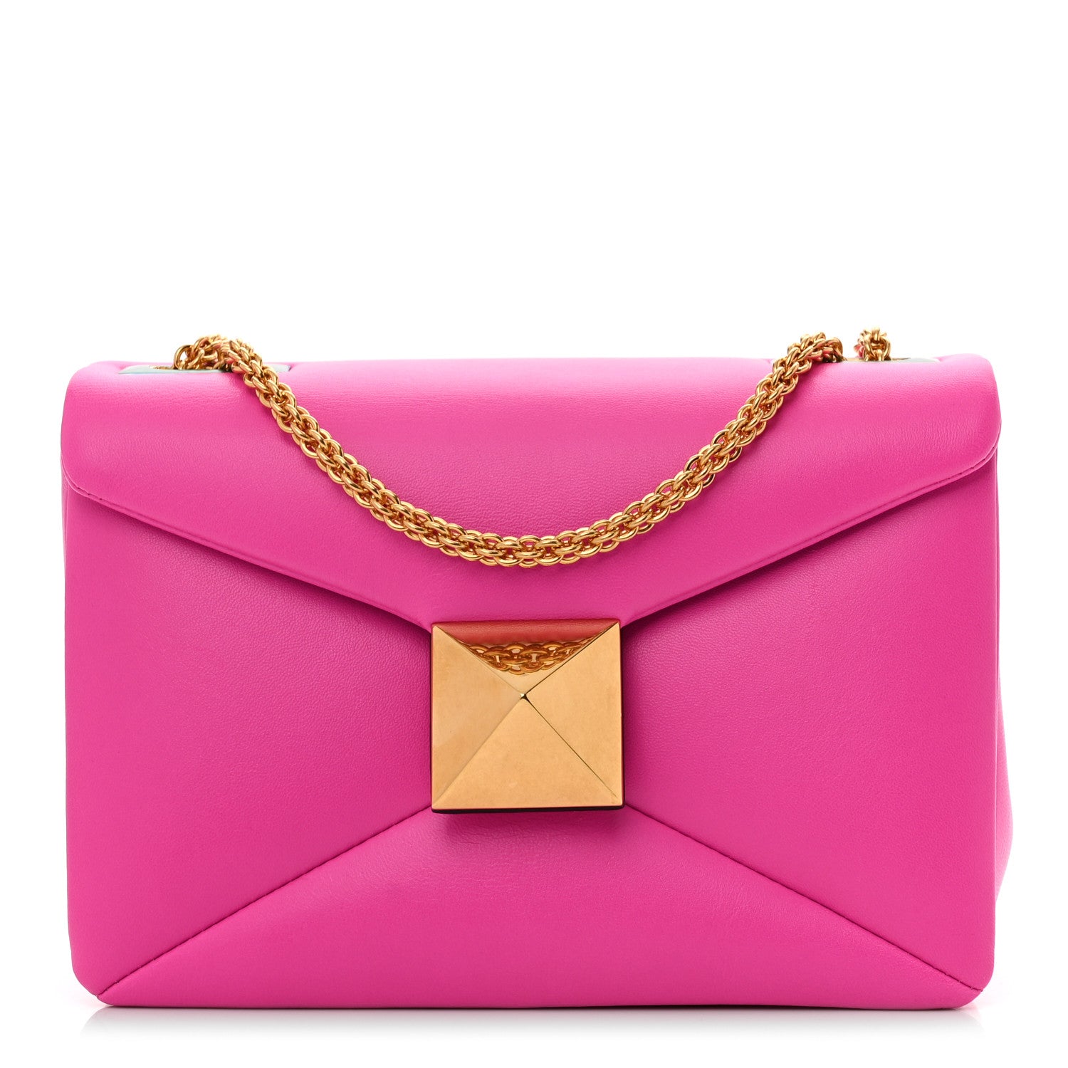 Valentino Garavani Nappa One Stud Chain Clutch Pink PP 1 of 10