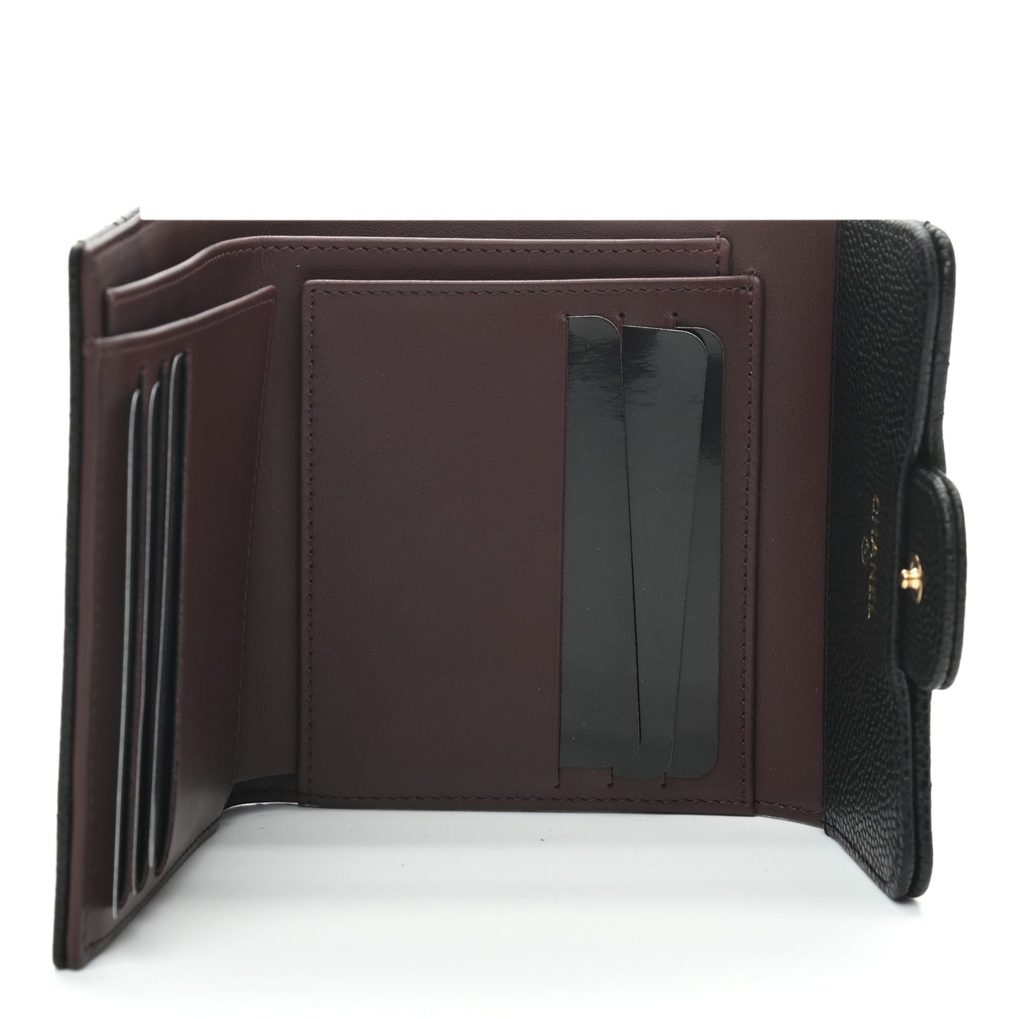 Caviar Quilted Compact Flap Wallet Black