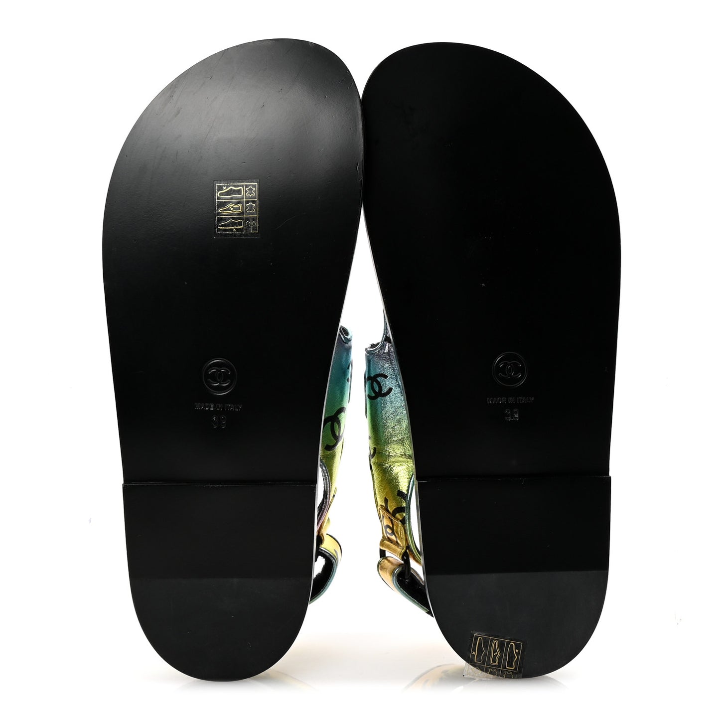 Laminated Lambskin Printed CC Dad Sandals 39 Multicolor