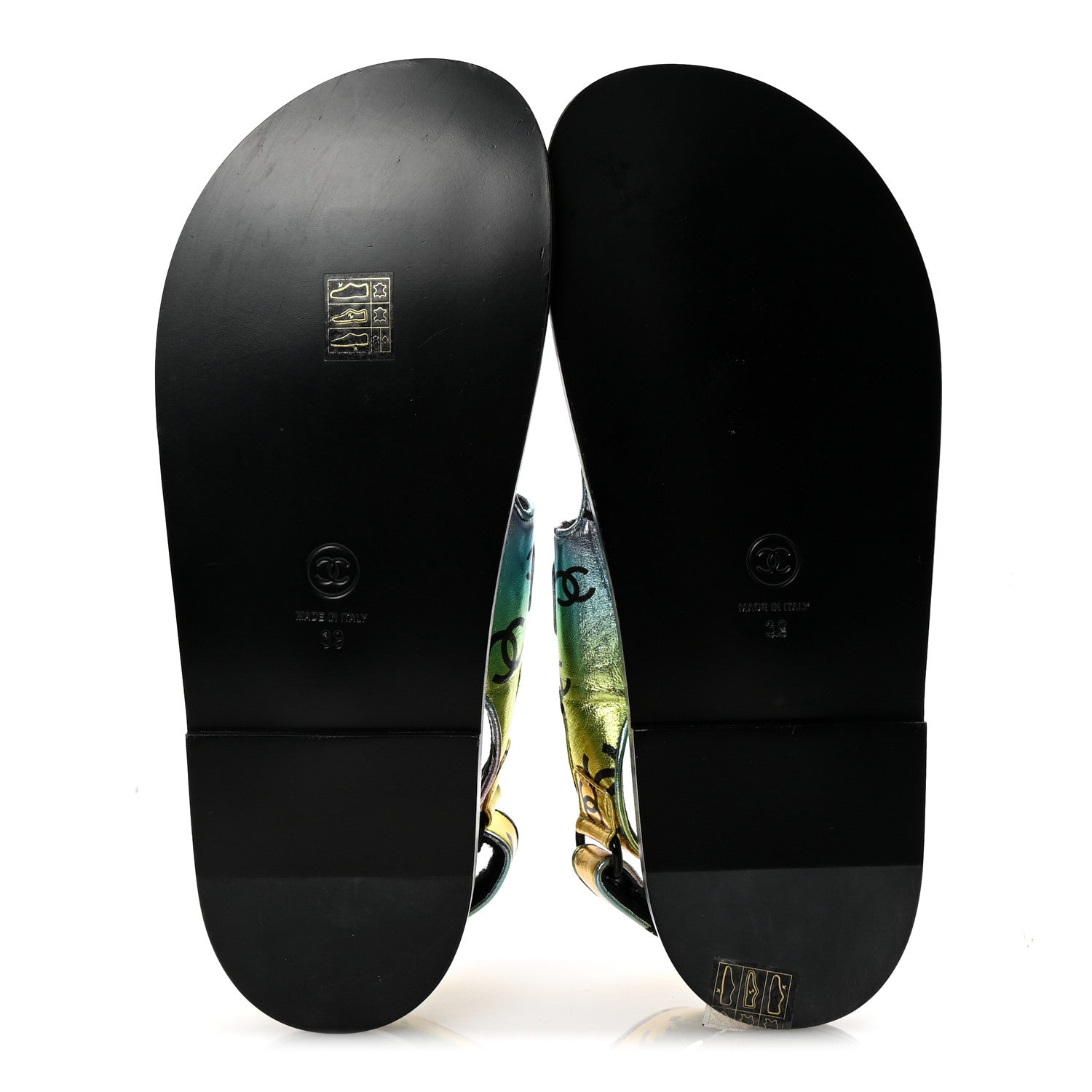 Chanel Laminated Lambskin Printed CC Dad Sandals 39 Multicolor 6 of 9