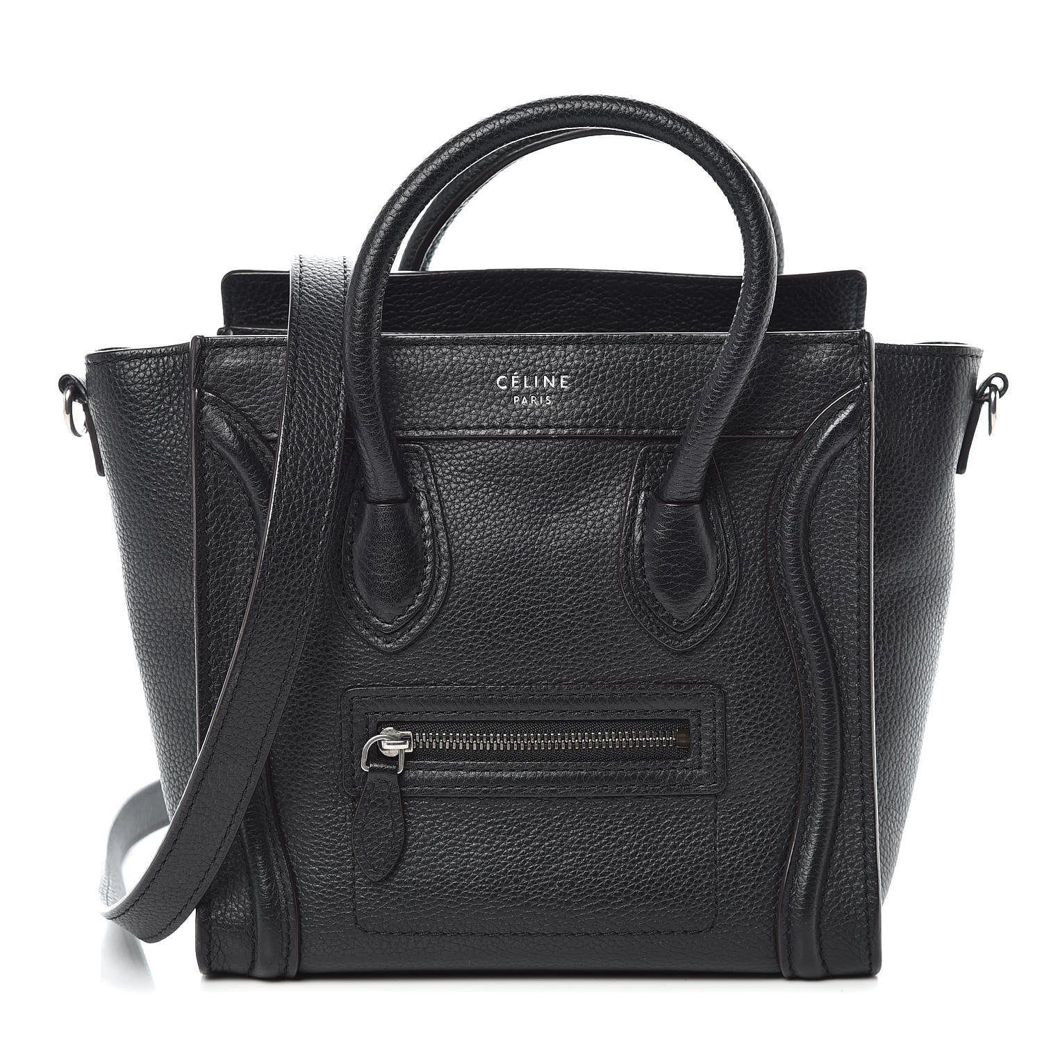 Celine Drummed Calfskin Nano Luggage Black 1 of 8
