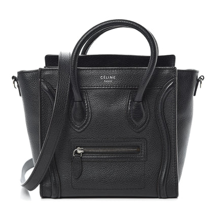 Celine Drummed Calfskin Nano Luggage Black 1 of 8