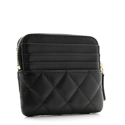 Chanel Caviar Quilted Zip Card Holder Wallet Black 3 of 8