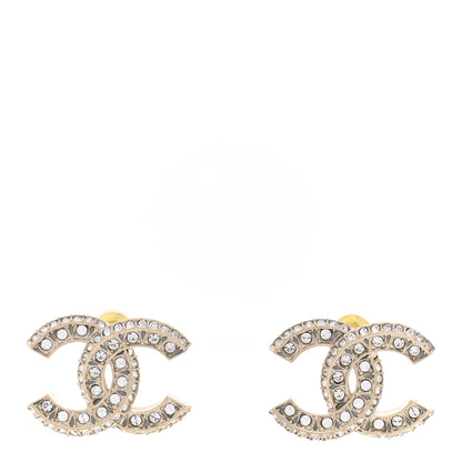 Chanel Crystal Timeless CC Earrings Light Gold 1 of 5