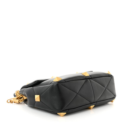 Valentino Garavani Nappa Large Roman Stud Shoulder Bag Black 4 of 13