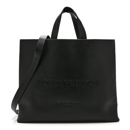 Louis Vuitton Calfskin Shopper Tote MM Black 1 of 9