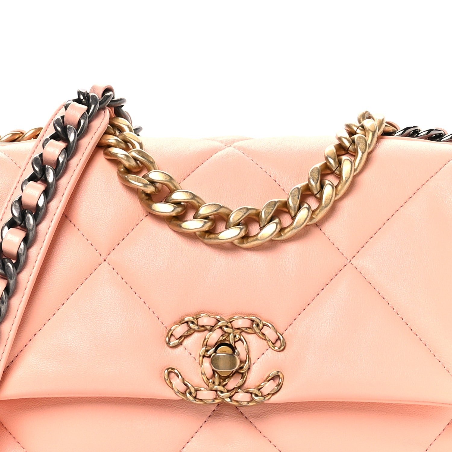 Chanel Lambskin Quilted Medium Chanel 19 Flap Light Pink 11 of 11
