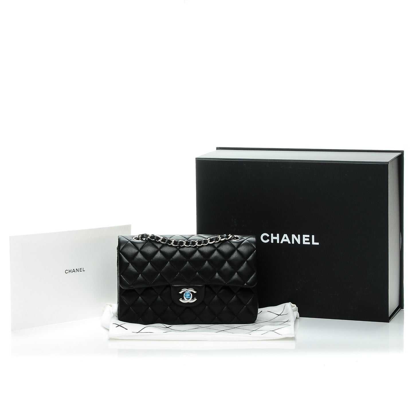 Lambskin Quilted Small Double Flap Black