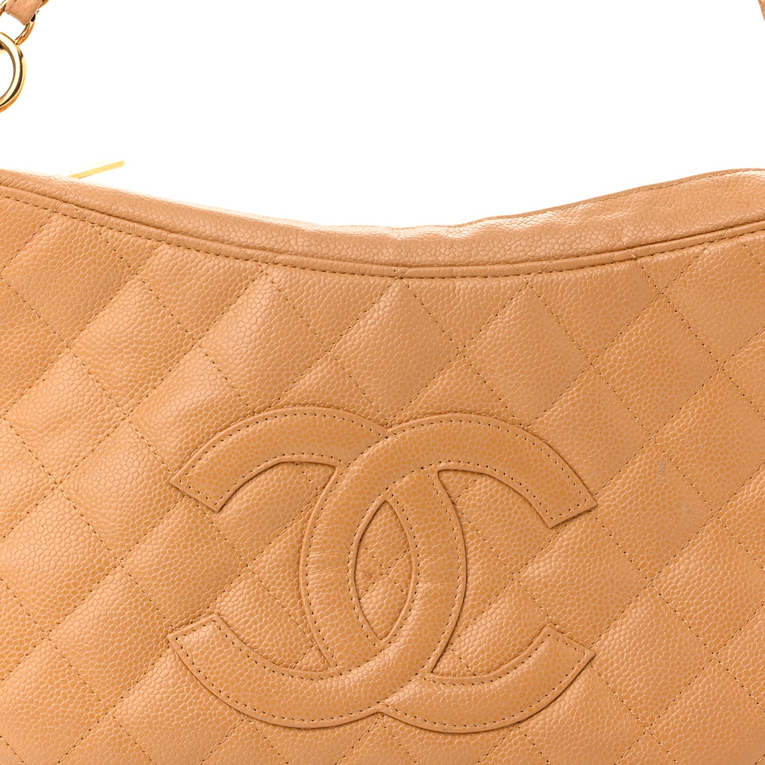 Chanel Caviar Quilted Timeless CC Shoulder Bag Beige 8 of 13