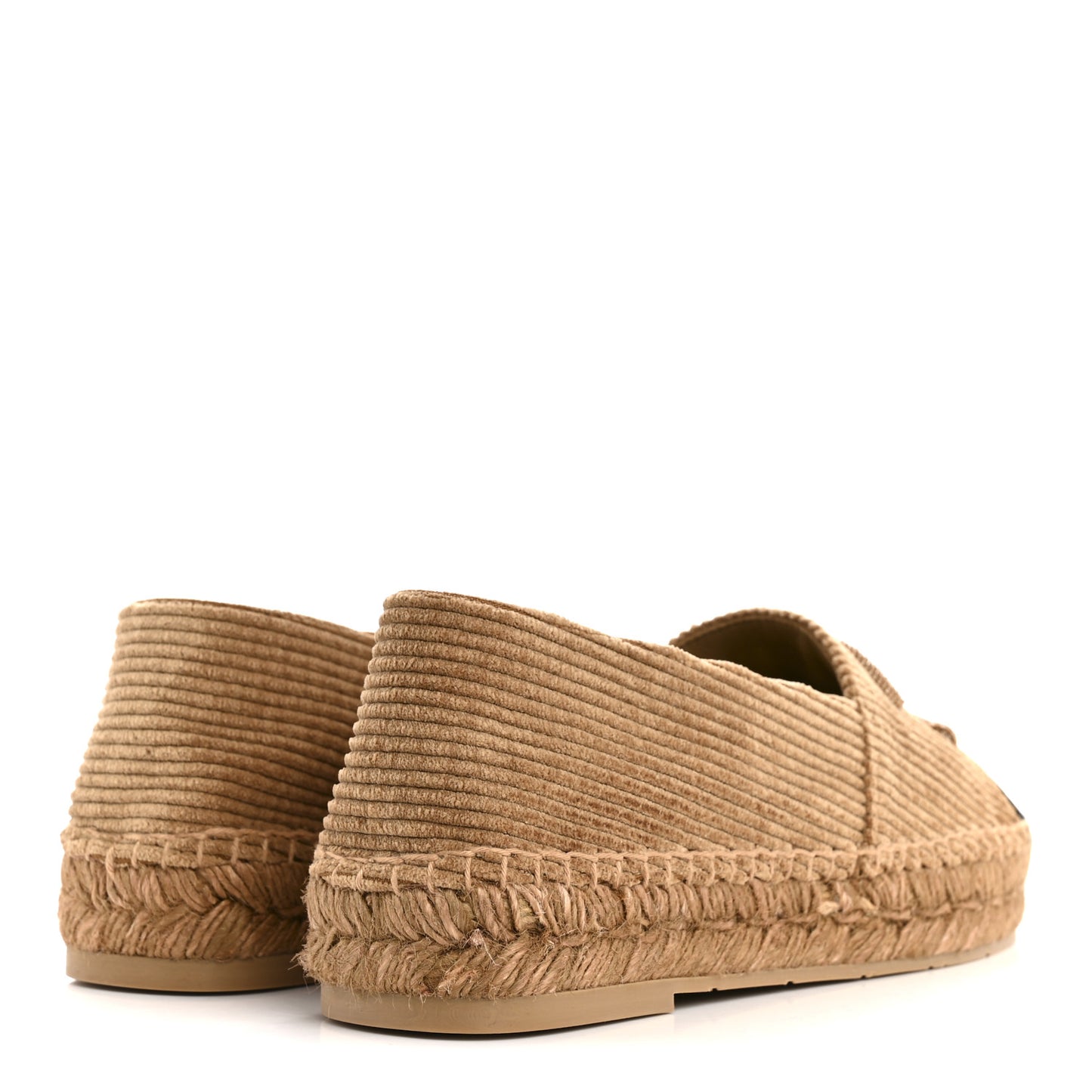 Corduroy Grosgrain Cap Toe CC Espadrille Flats 38 Dark Beige Black