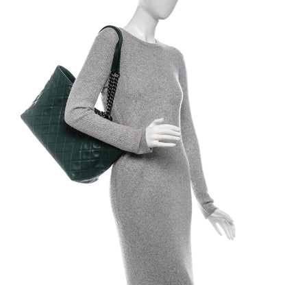 Chanel Calfskin Quilted Small Shopping In Chains Tote Green 2 of 7