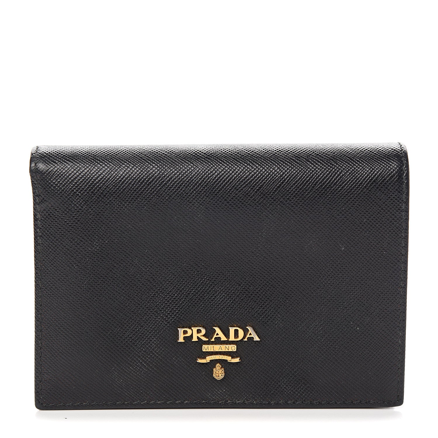 Prada Saffiano Metal Bi-Fold Wallet Black 1 of 6