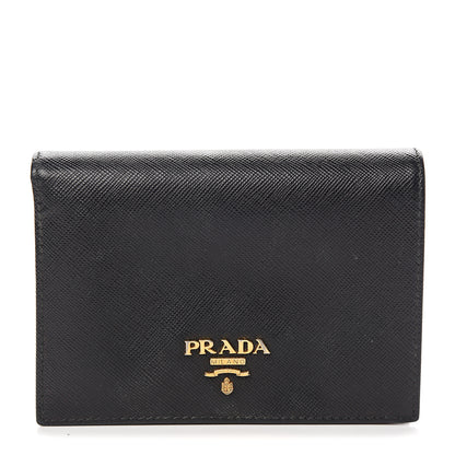 Prada Saffiano Metal Bi-Fold Wallet Black 1 of 6