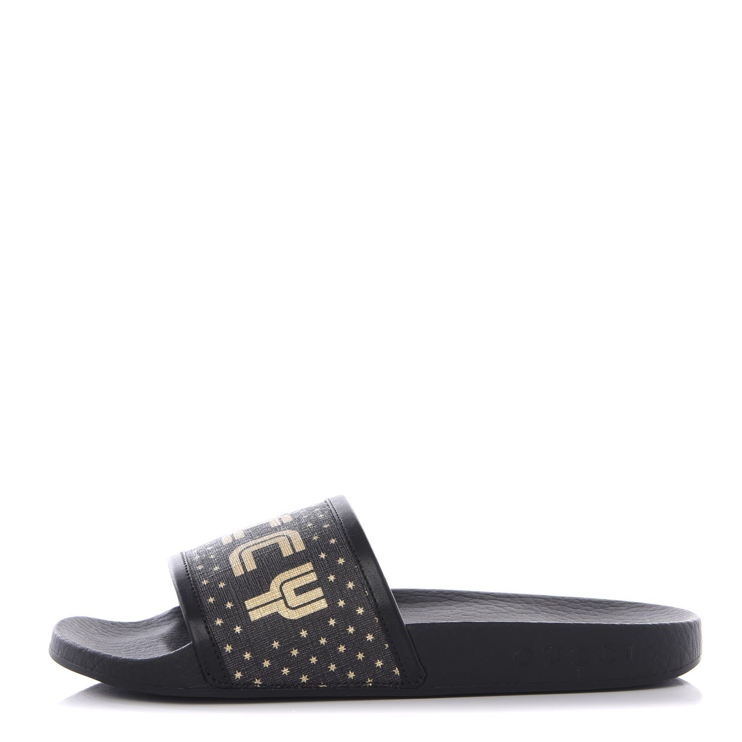 Gucci X SEGA Supreme Canvas GUCCY Stars Womens Slide Sandals 35 Black Gold 1 of 10