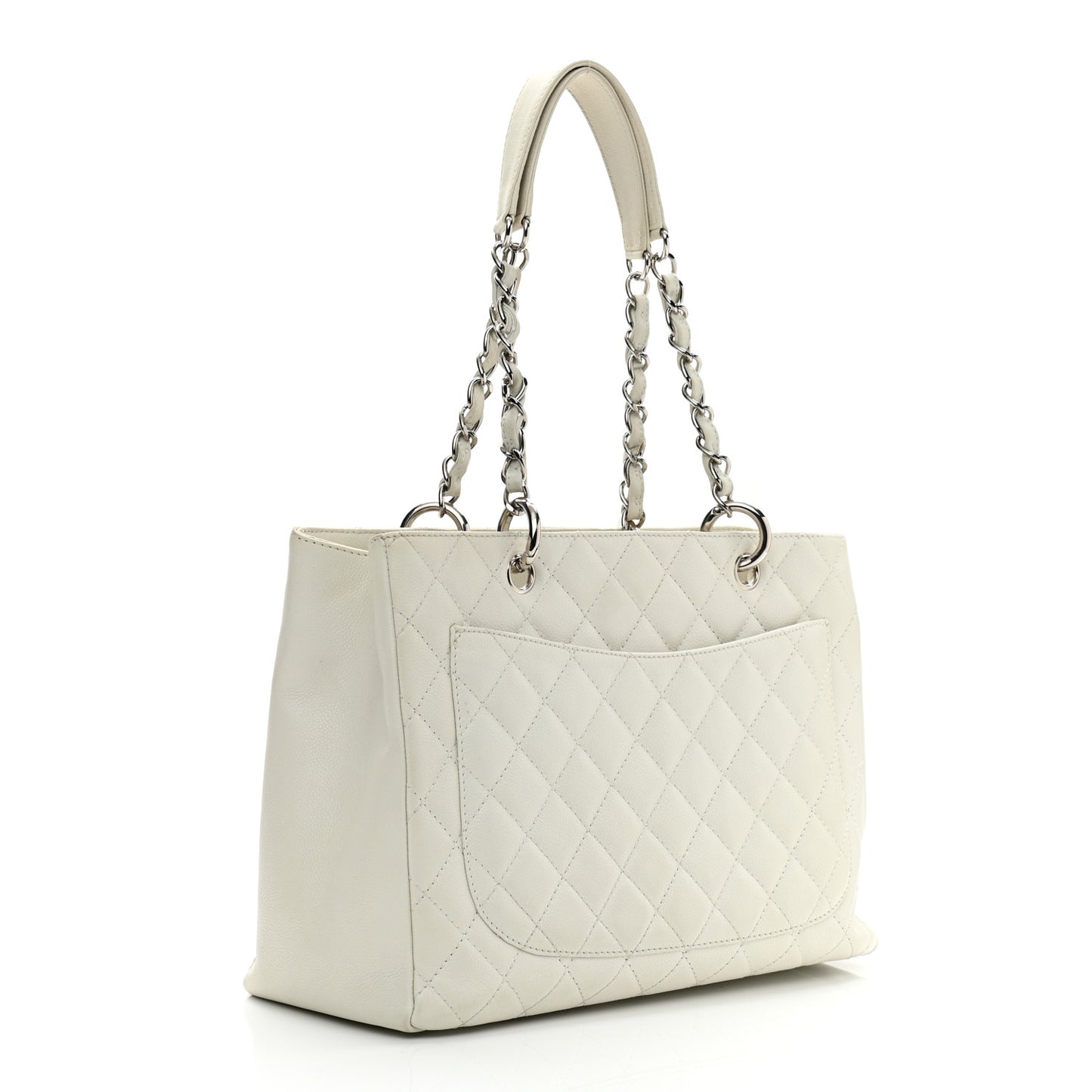 Caviar Quilted Grand Shopping Tote GST White