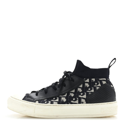 Christian Dior Technical Knit Calfskin Oblique Womens Walk'n Dior High Top Sneakers 39 Deep Blue 1 of 9