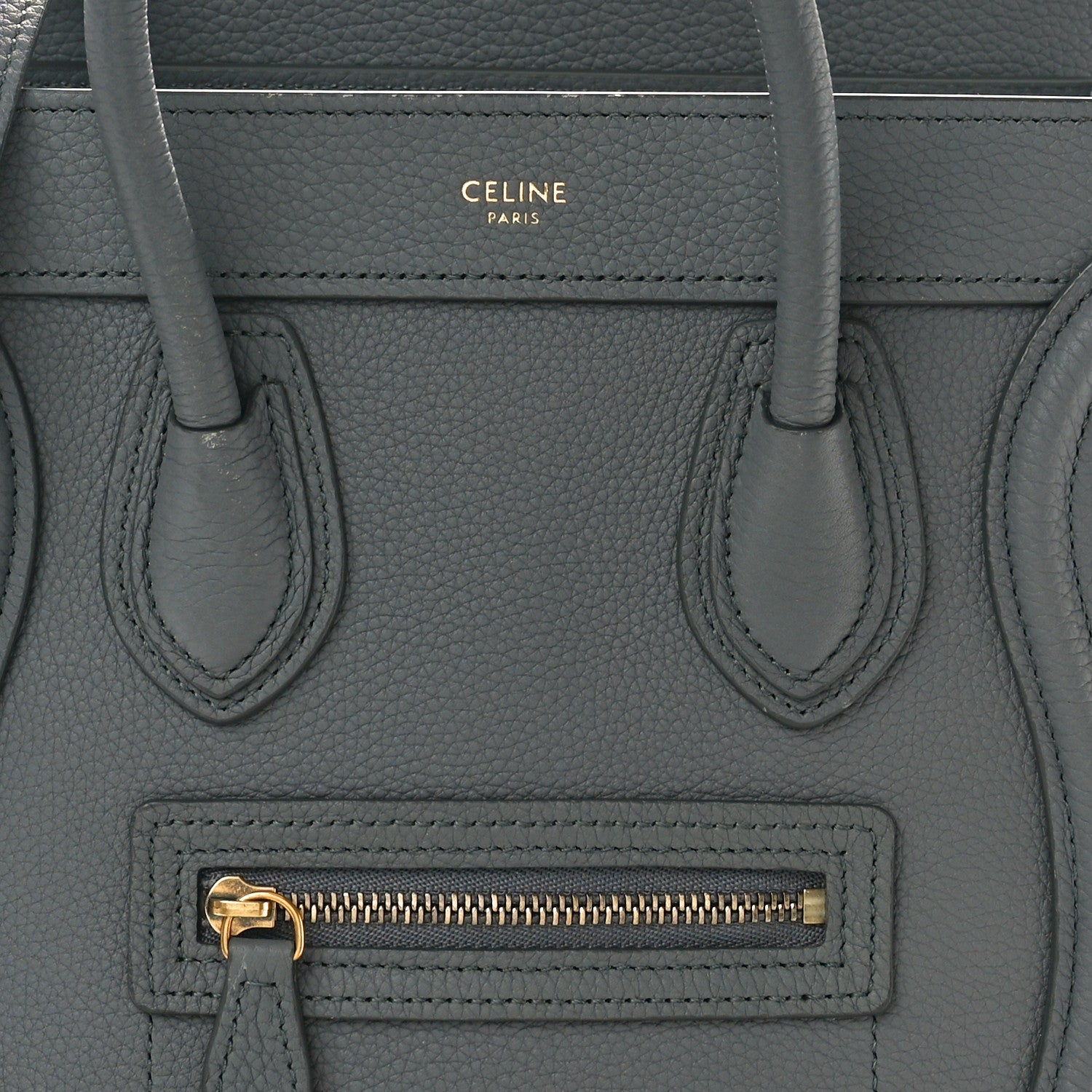 Celine Drummed Calfskin Nano Luggage Kohl 8 of 10