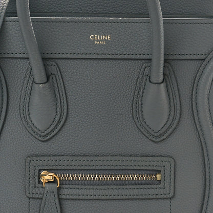 Celine Drummed Calfskin Nano Luggage Kohl 8 of 10