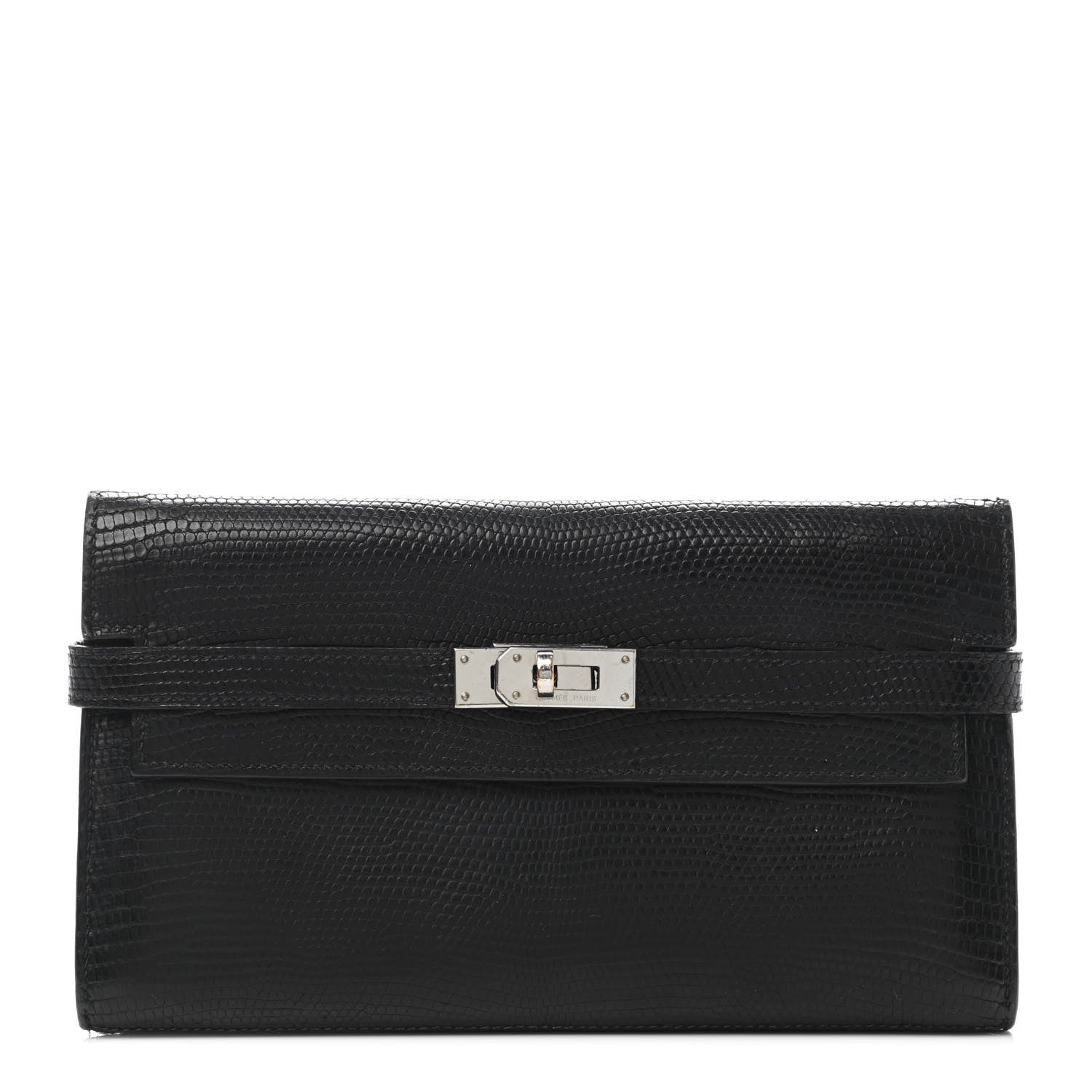 Hermes Lizard Kelly Longue Wallet Black 1 of 4