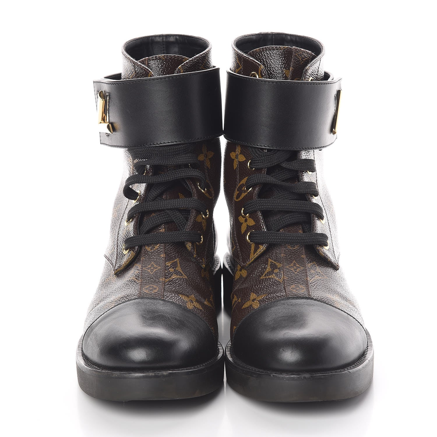 Louis Vuitton Calfskin Monogram Wonderland Flat Ranger Boots 39 Black 2 of 7