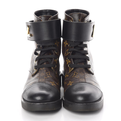 Louis Vuitton Calfskin Monogram Wonderland Flat Ranger Boots 39 Black 2 of 7