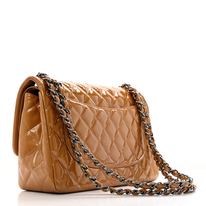 Chanel Patent Quilted Jumbo Double Flap Light Brown 2 of 11