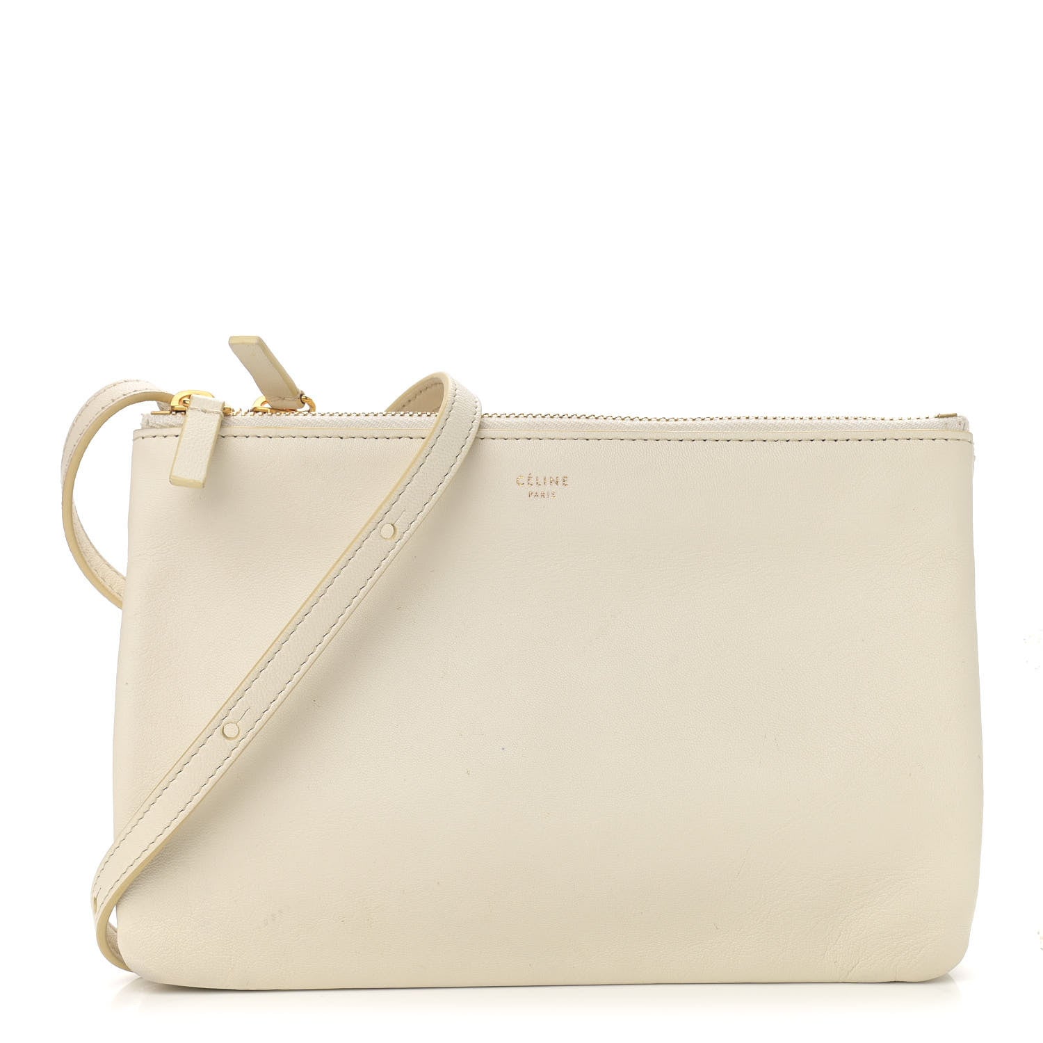 Celine Lambskin Small Trio Crossbody Bag White 1 of 10