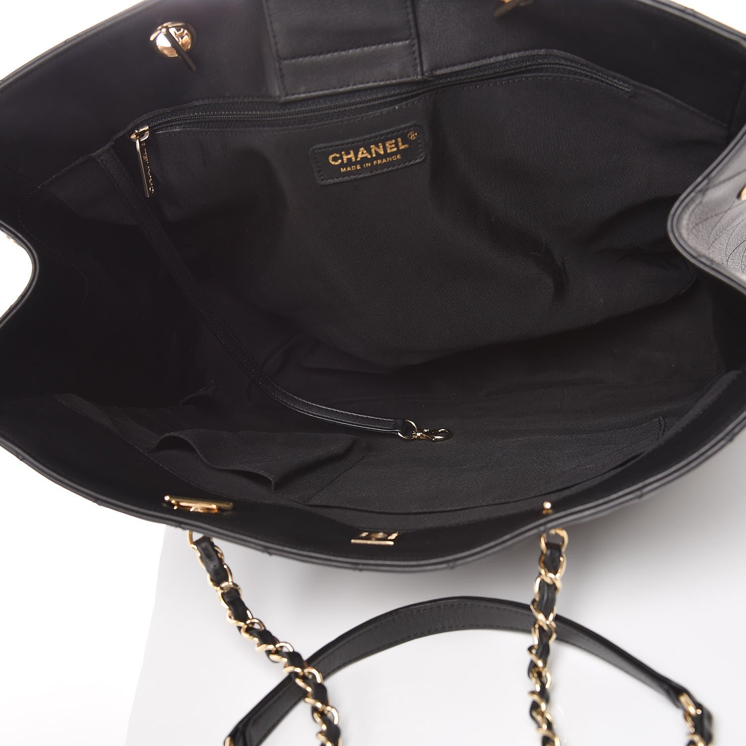 Chanel Calfskin Quilted Large CC Shopping Tote Black 5 of 10