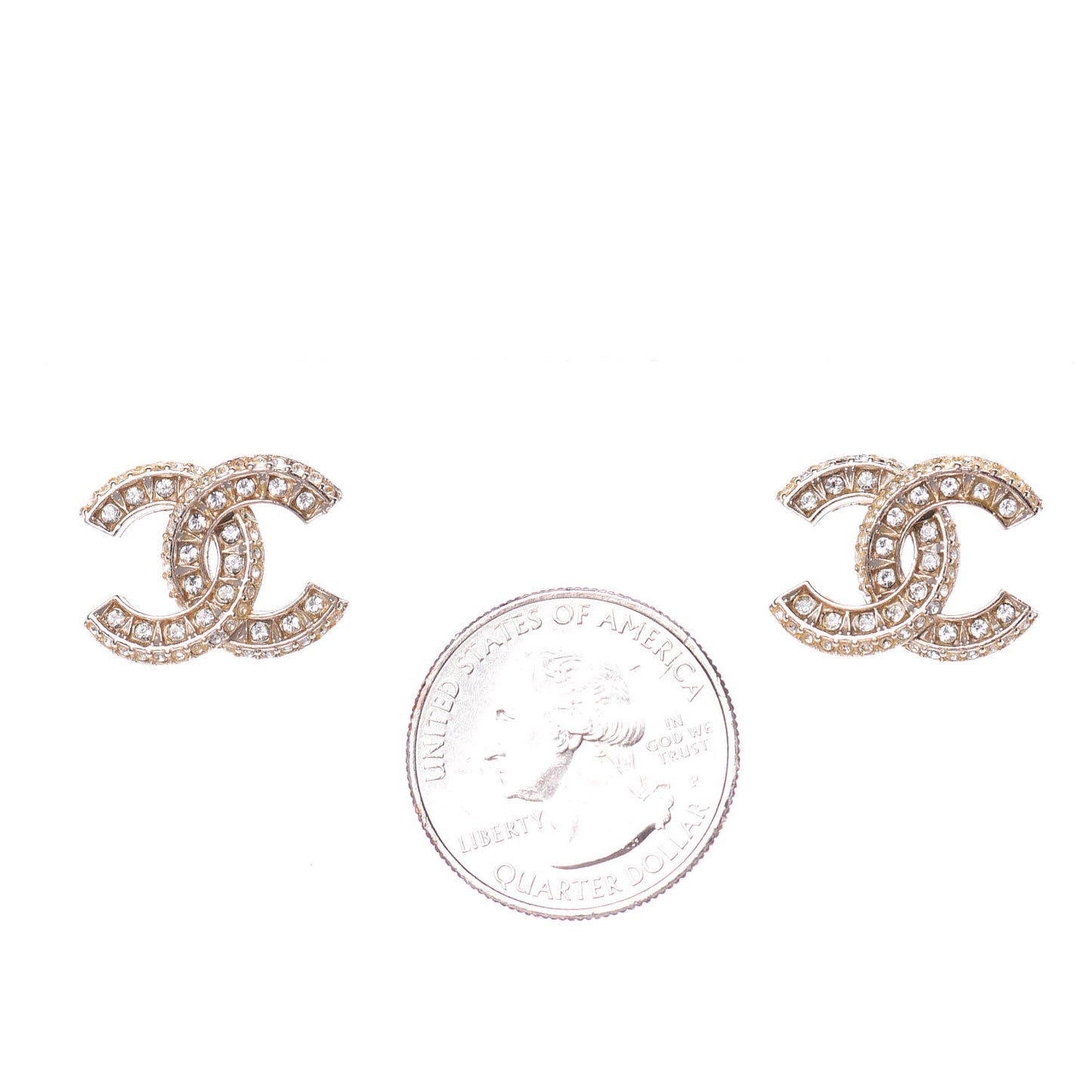 Crystal Timeless CC Earrings Light Gold